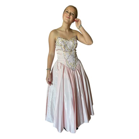 Vintage Zum Zum Pink Strapless sequin beaded Prom Dress size small - Picture 4 of 17